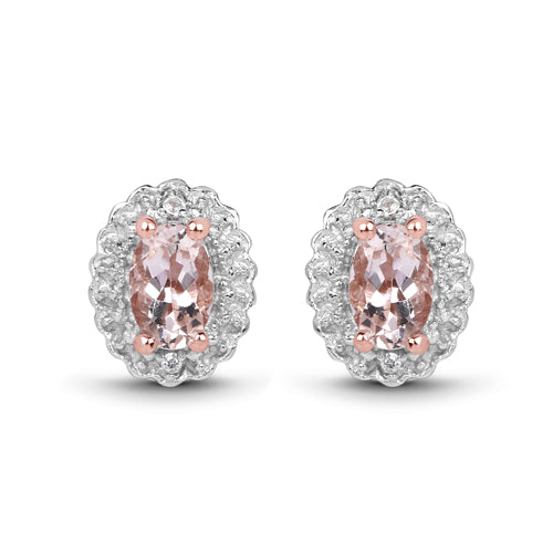 2.28 Carat Genuine Morganite and White Topaz .925 Sterling Silver 3 Piece Jewelry Set (Ring, Earrings, and Pendant w/ Chain) Bids.com