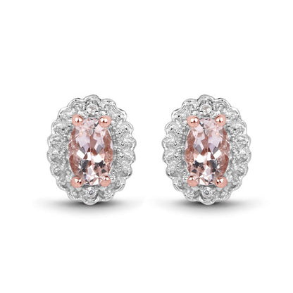 2.28 Carat Genuine Morganite and White Topaz .925 Sterling Silver 3 Piece Jewelry Set (Ring, Earrings, and Pendant w/ Chain) Bids.com