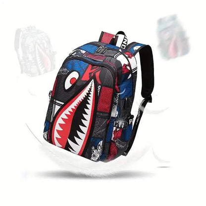 Patterned Shark Nylon Student Backpack DailySale