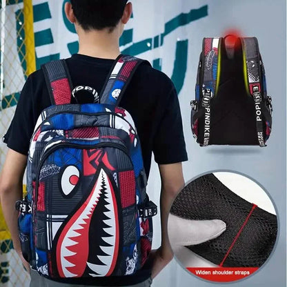Patterned Shark Nylon Student Backpack DailySale