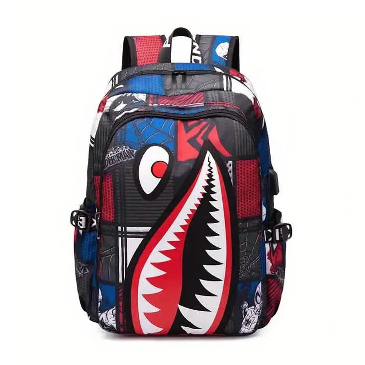 Patterned Shark Nylon Student Backpack DailySale