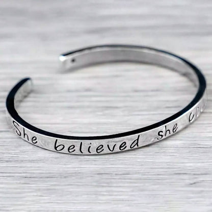 "She believed she could so she did" Inspirational Cuff Bracelet DailySale