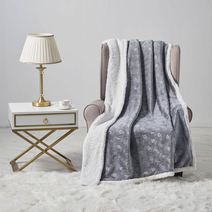 Sheradian Embossed Print Fleece/Sherpa Reversible Throw Blanket DailySale