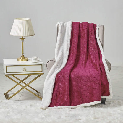 Sheradian Embossed Print Fleece/Sherpa Reversible Throw Blanket DailySale