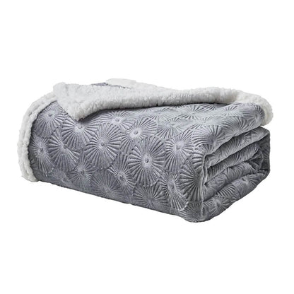 Sheradian Embossed Print Fleece/Sherpa Reversible Throw Blanket DailySale