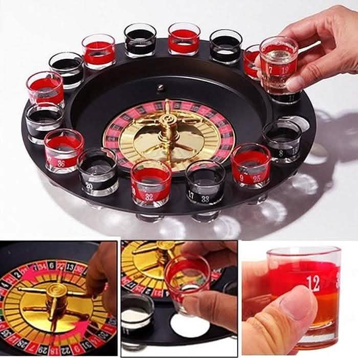 Shot Glass Roulette Set Novelty Drinking Game with 16 Shot Glasses DailySale