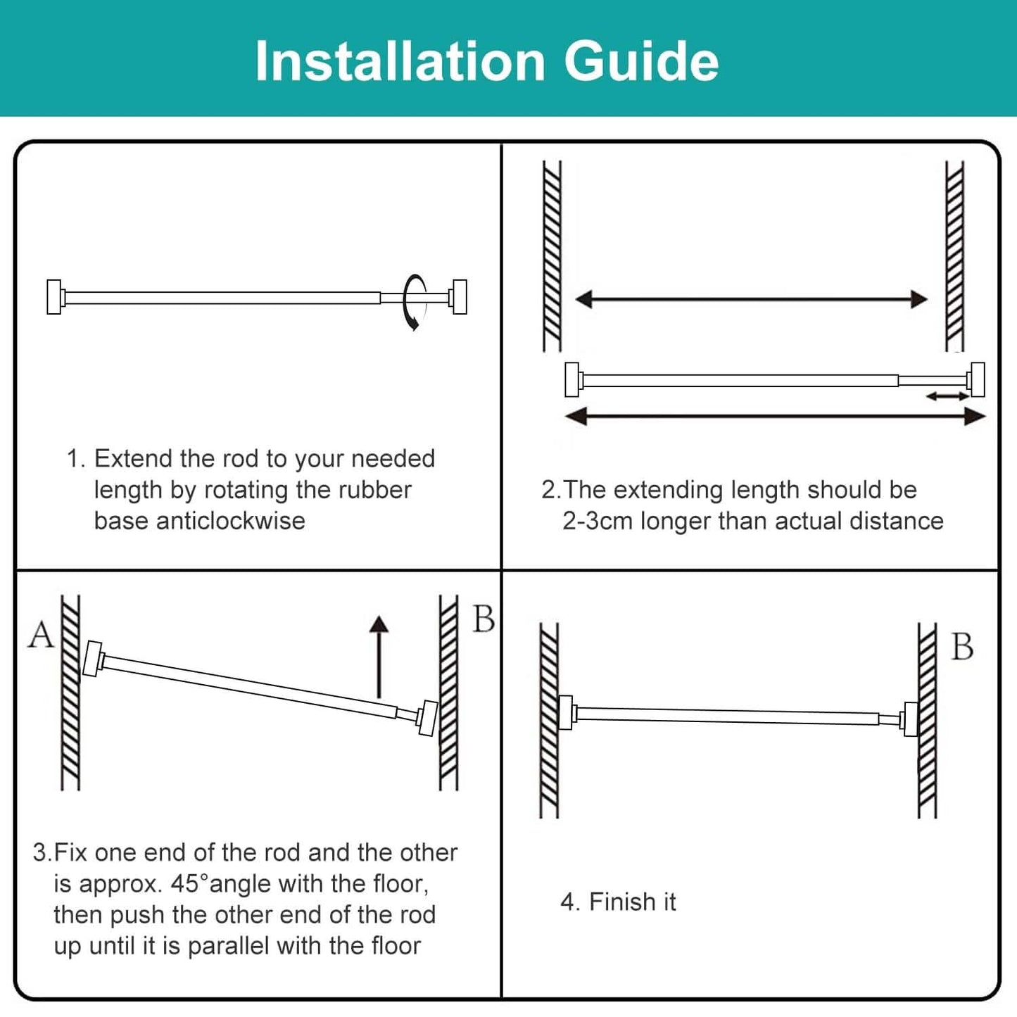 Shower Curtain Rod Adjustable Tension DailySale