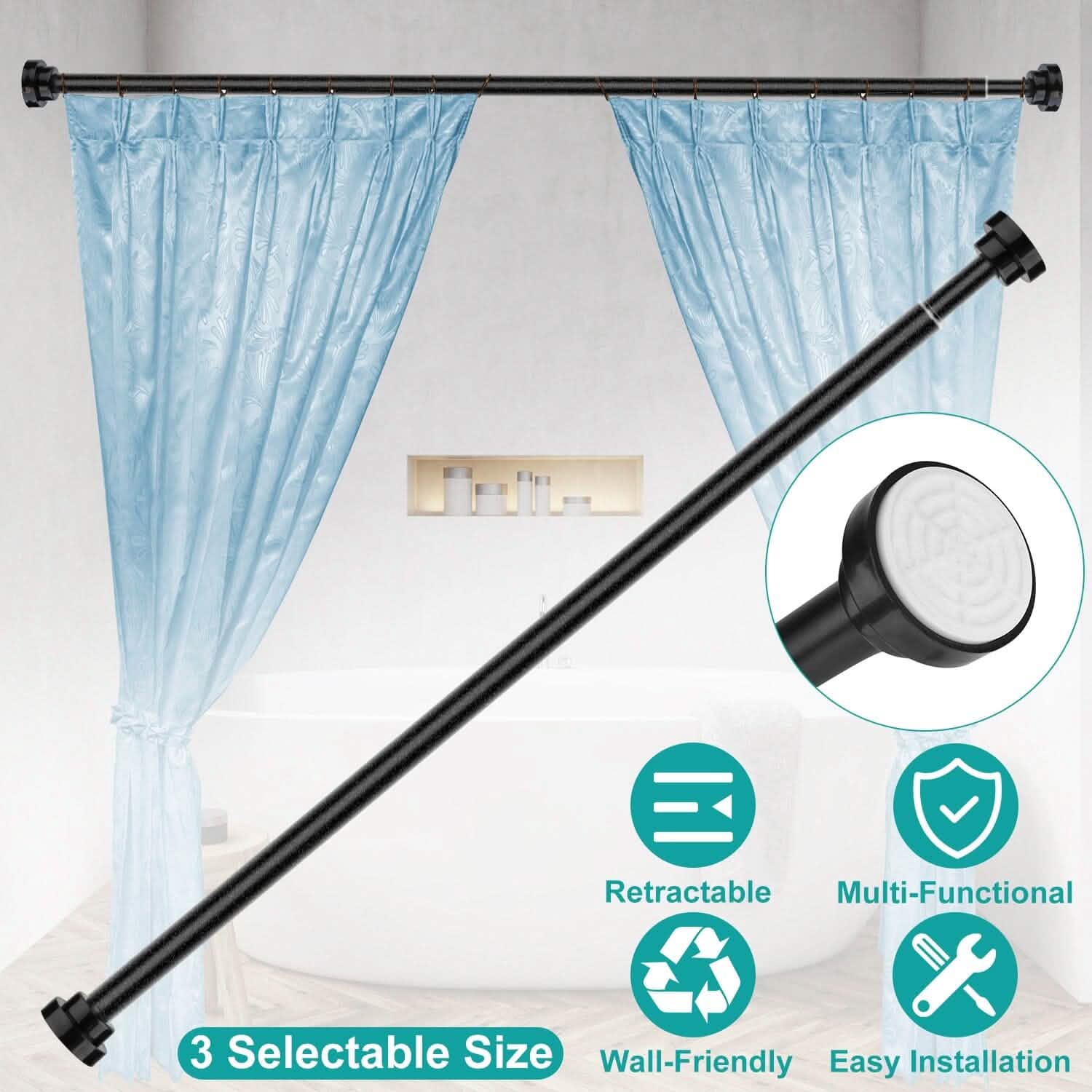 Shower Curtain Rod Adjustable Tension DailySale
