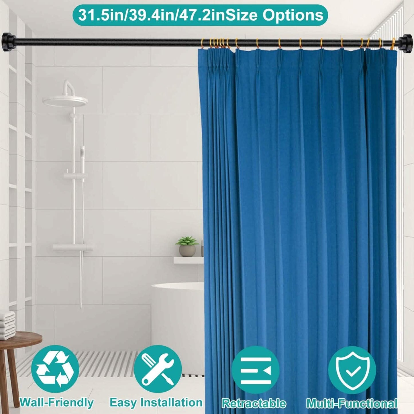 Shower Curtain Rod Adjustable Tension DailySale