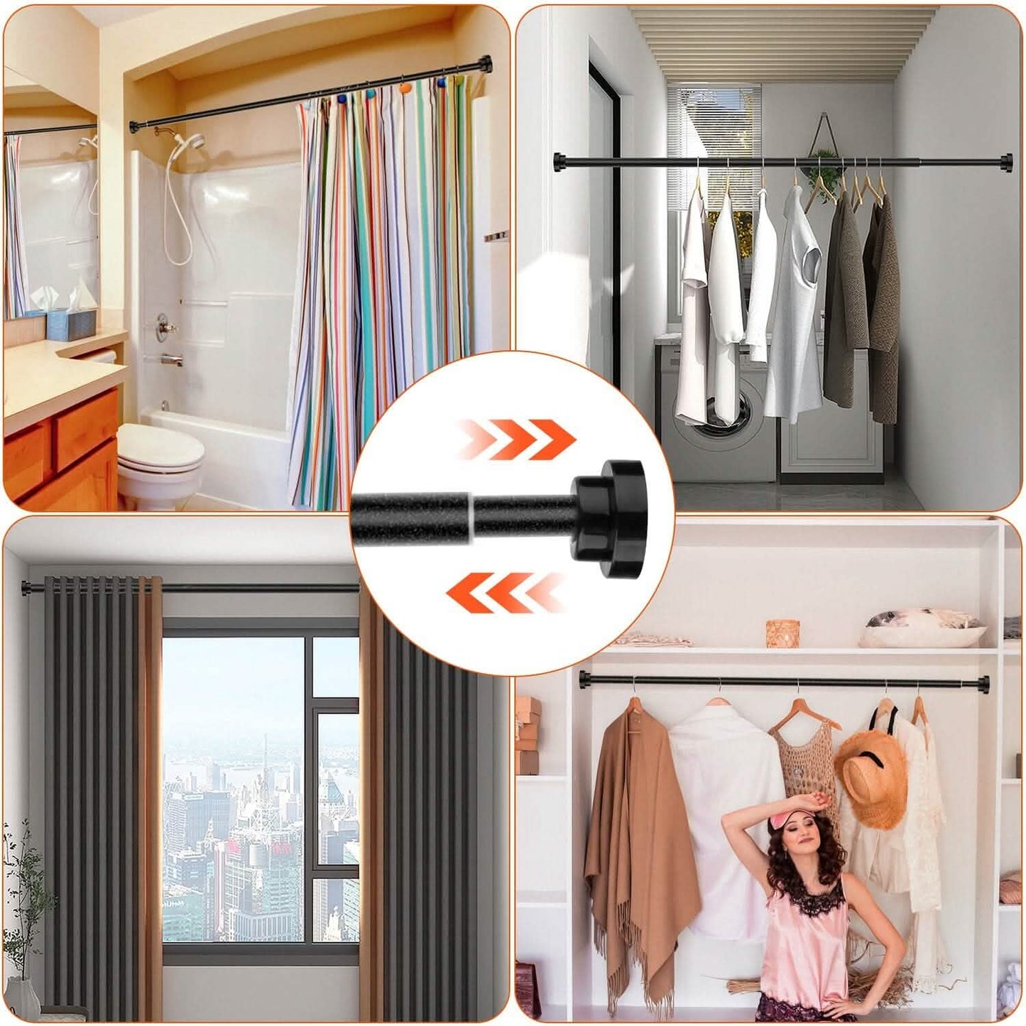 Shower Curtain Rod Adjustable Tension DailySale