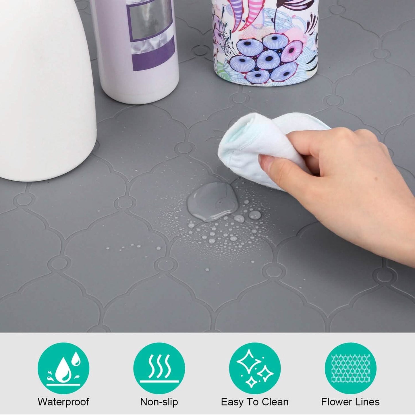 Silicone Under Sink Mat Liner with Drain Hole DailySale