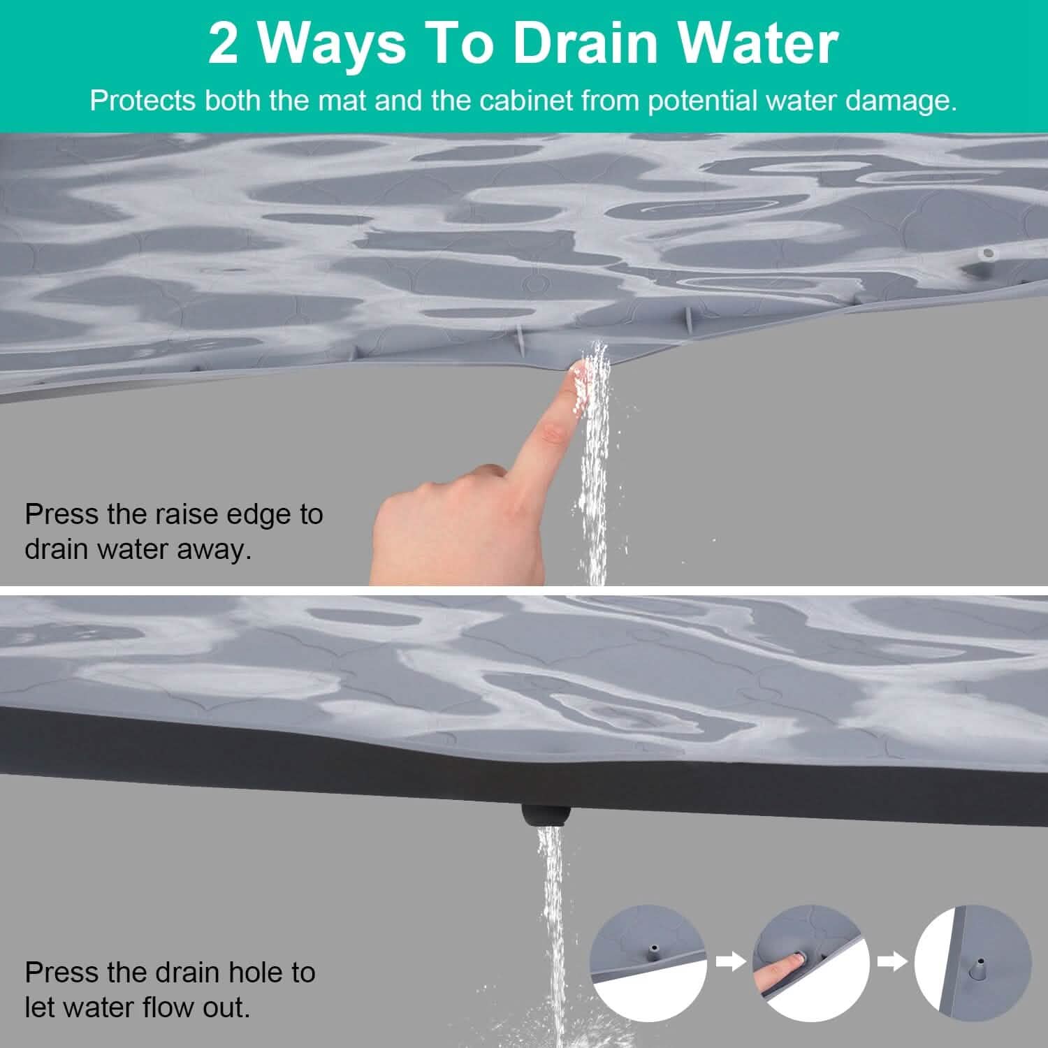 Silicone Under Sink Mat Liner with Drain Hole DailySale