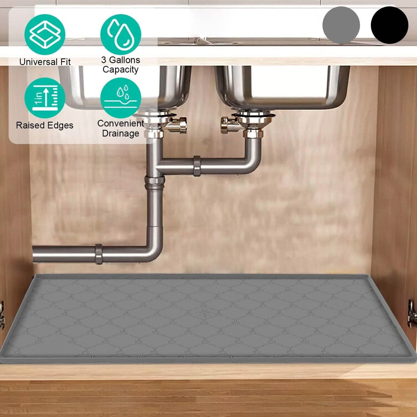 Silicone Under Sink Mat Liner with Drain Hole DailySale