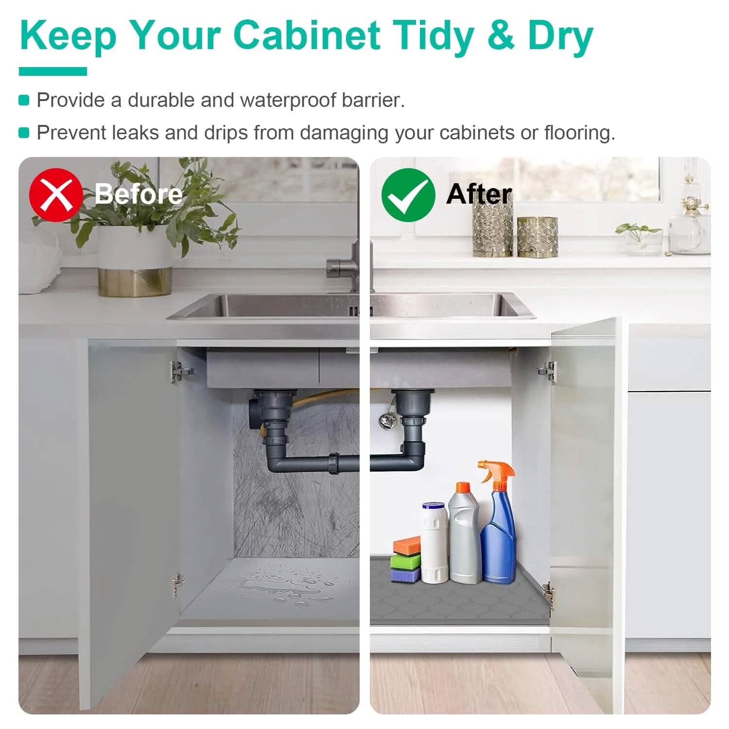 Silicone Under Sink Mat Liner with Drain Hole DailySale