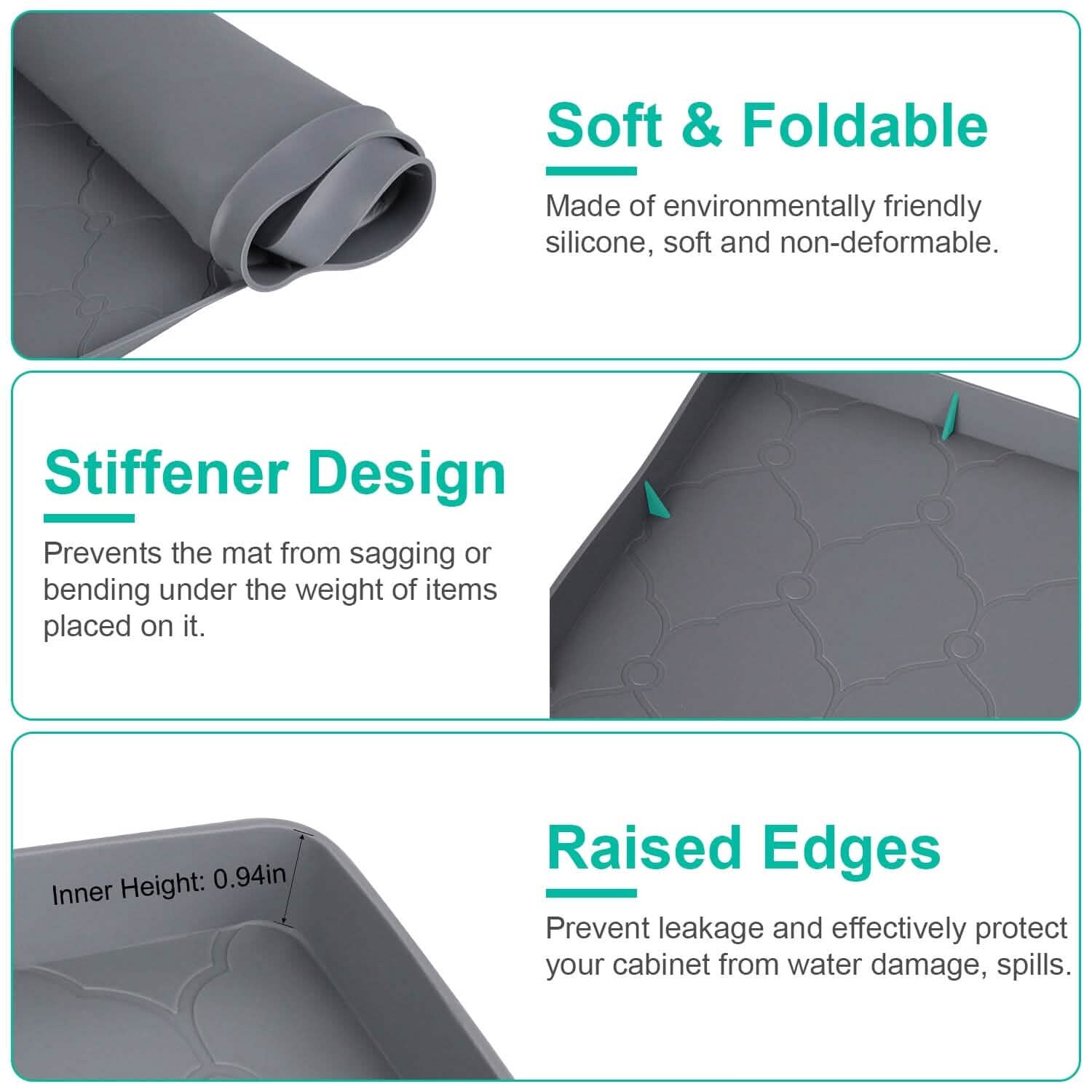 Silicone Under Sink Mat Liner with Drain Hole DailySale