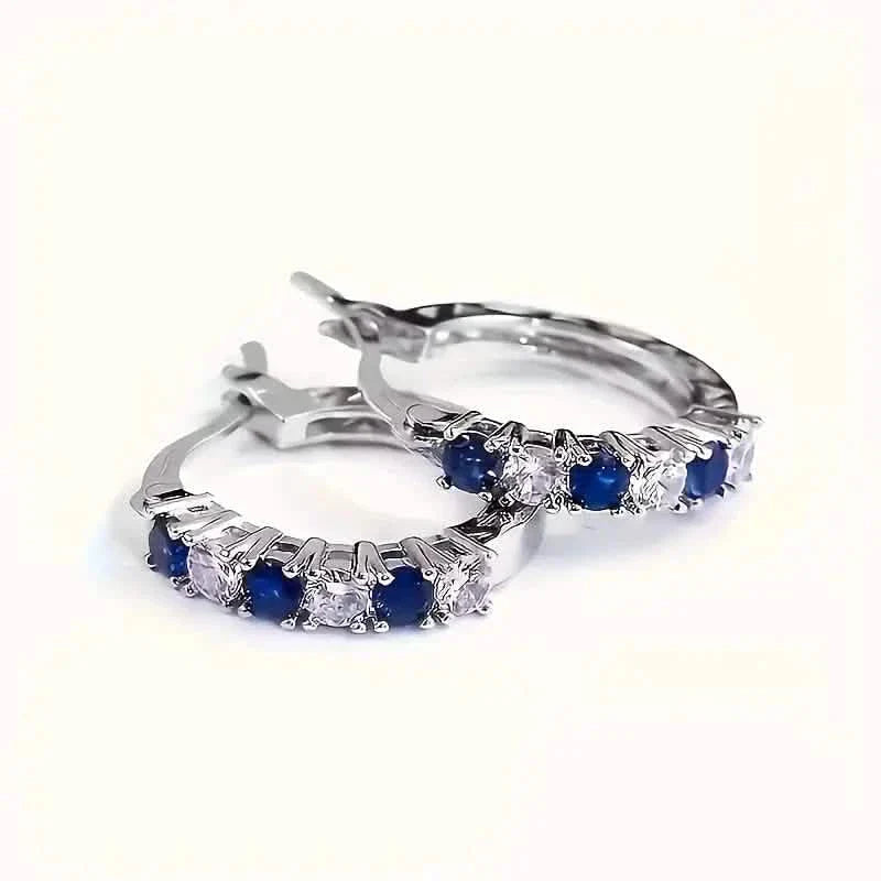 Silver Plated Hypoallergenic Circular Earrings Adorned With Colorful Synthetic Gemstones DailySale