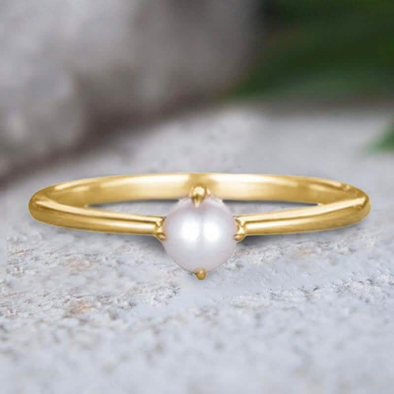 Simple Dainty Pearl Ring In 18Kt Gold DailySale