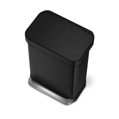 simplehuman 55-Liter Matte Black Indoor Kitchen Hinged Lid Trash Can DailySale