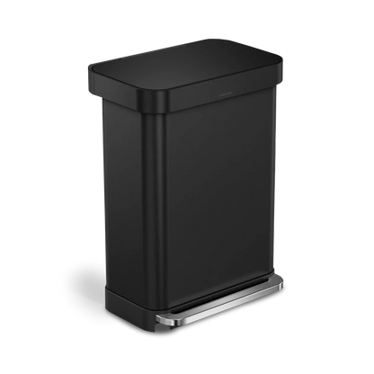 simplehuman 55-Liter Matte Black Indoor Kitchen Hinged Lid Trash Can DailySale