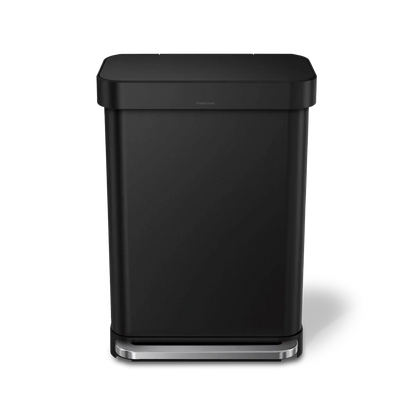 simplehuman 55-Liter Matte Black Indoor Kitchen Hinged Lid Trash Can DailySale