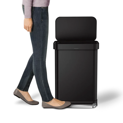 simplehuman 55-Liter Matte Black Indoor Kitchen Hinged Lid Trash Can DailySale