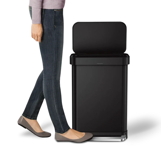 simplehuman 55-Liter Matte Black Indoor Kitchen Hinged Lid Trash Can DailySale
