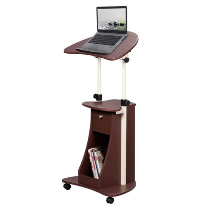 Sit-to-Stand Rolling Adjustable Laptop Cart with Storage DailySale