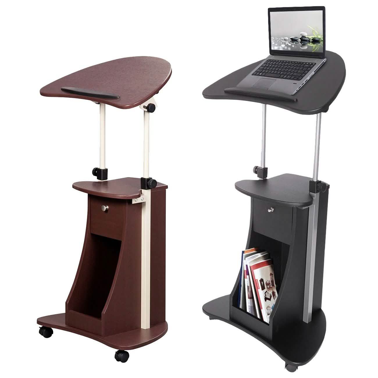 Sit-to-Stand Rolling Adjustable Laptop Cart with Storage DailySale
