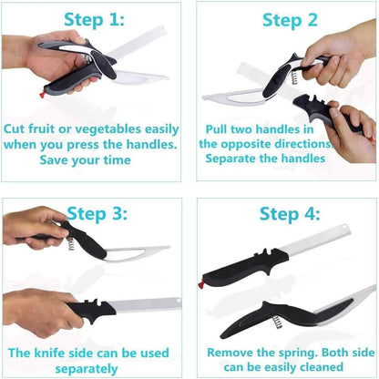 SKEMIX Kitchen Food Scissors, Food Cutter Chopper Clever Stainless Steel Knife with Cutting Board DailySale