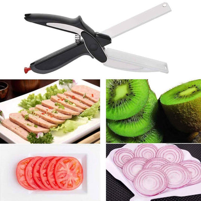 SKEMIX Kitchen Food Scissors, Food Cutter Chopper Clever Stainless Steel Knife with Cutting Board DailySale