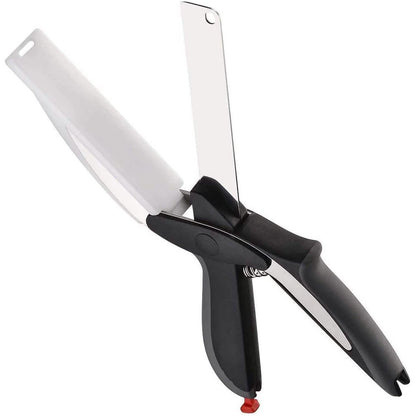 SKEMIX Kitchen Food Scissors, Food Cutter Chopper Clever Stainless Steel Knife with Cutting Board DailySale