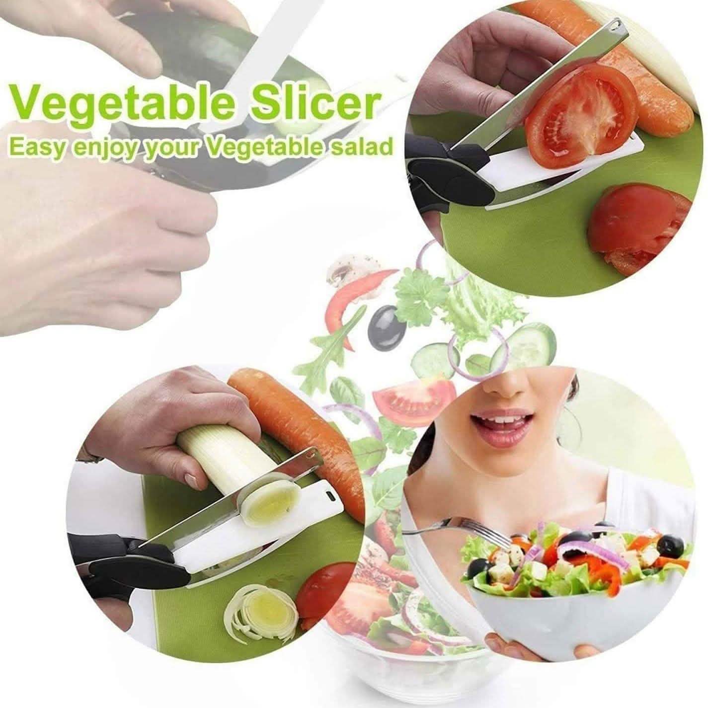 SKEMIX Kitchen Food Scissors, Food Cutter Chopper Clever Stainless Steel Knife with Cutting Board DailySale