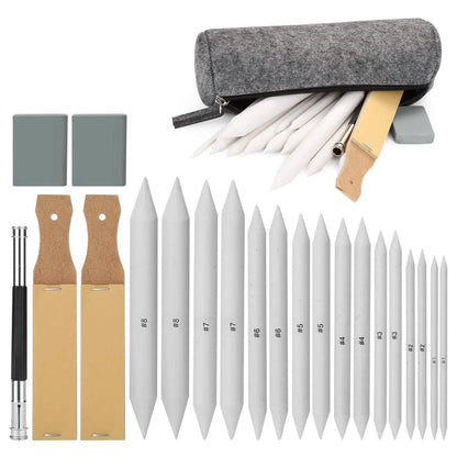 Sketch Drawing Tools Blending Stumps Set Sandpaper Pencil Sharpeners Erasers Bag DailySale