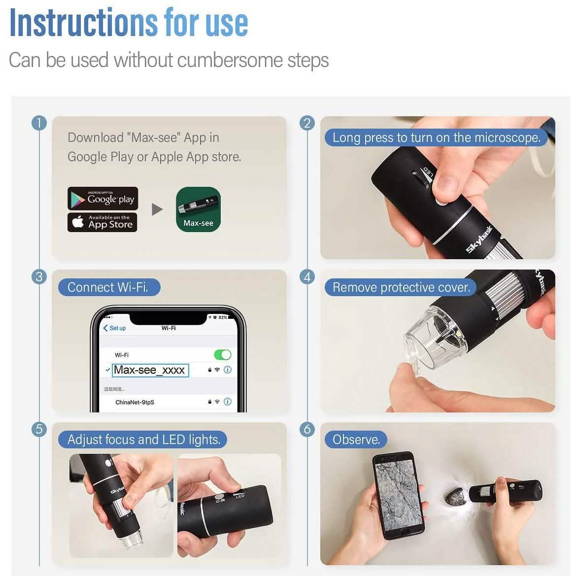 Skybasic 50X to 1000X WiFi Handheld Zoom Endoscopic Camera DailySale