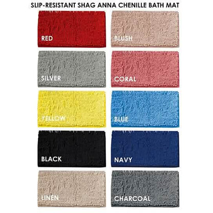 Slip-Resistant Shag Anna Chenille Soft Absorbent Bath Mat Bathroom Rug 17" x 24" DailySale