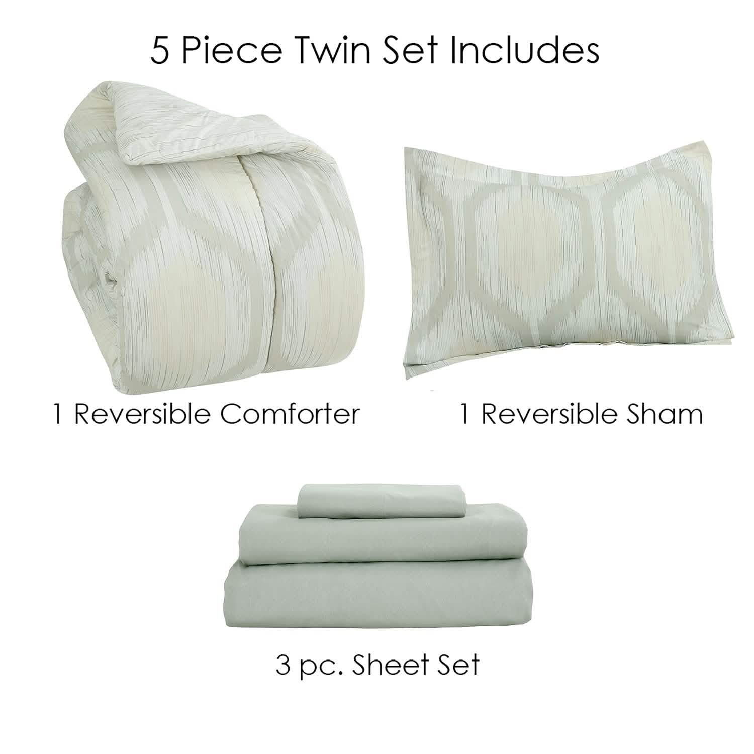 Sloane Street Hexagon Strié Stripe Reversible Bed in a Bag DailySale