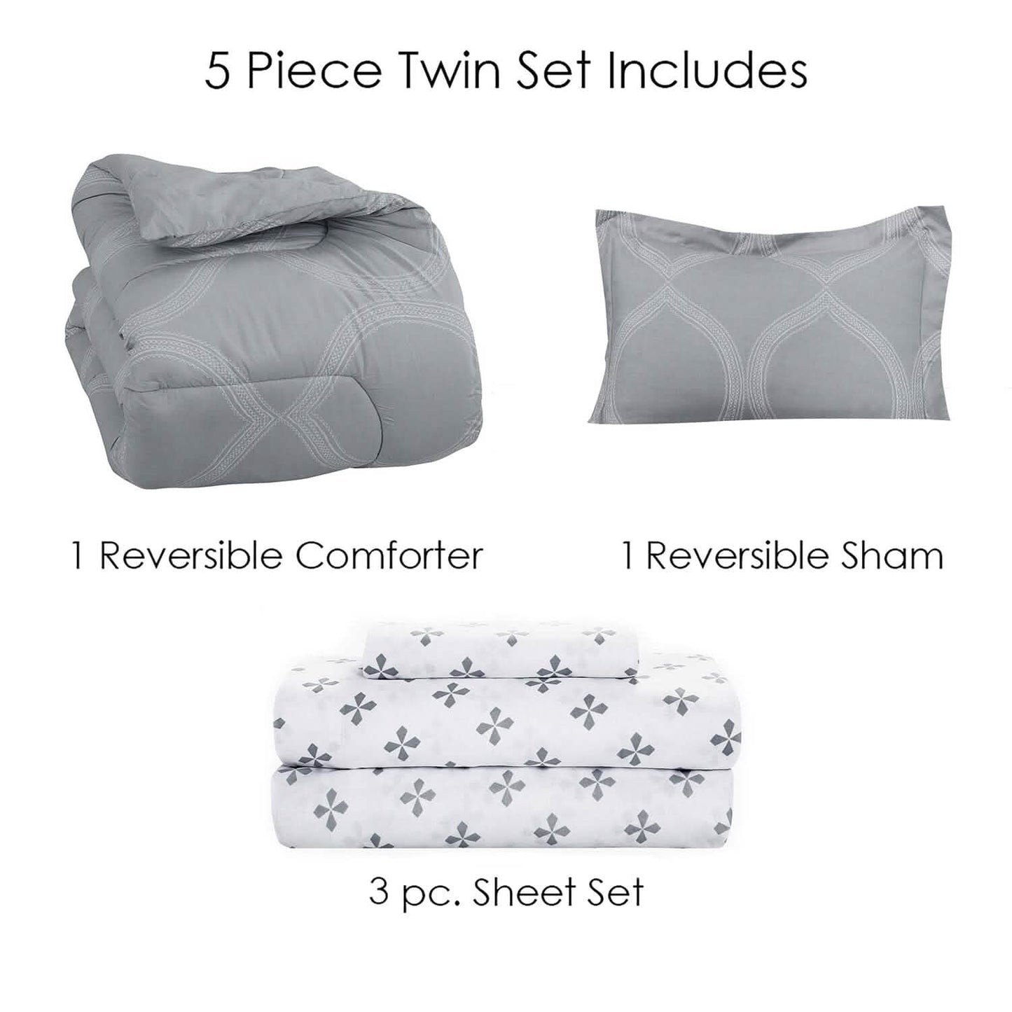 Sloane Street Ogee Bed in a Bag with Solid Reverse Comforter DailySale