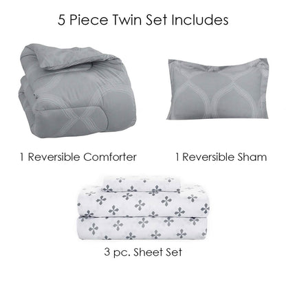 Sloane Street Ogee Bed in a Bag with Solid Reverse Comforter DailySale