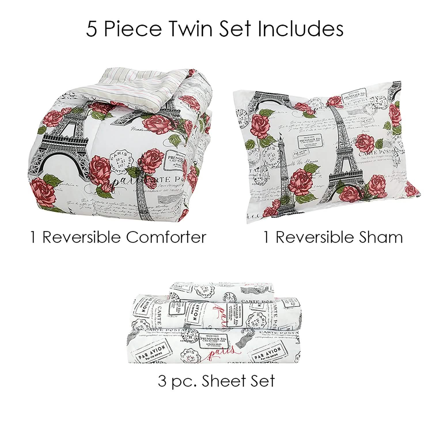 Sloane Street Paris Rose Eiffel Tower Reversible Bed in a Bag DailySale