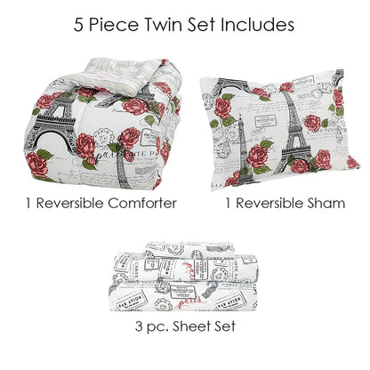 Sloane Street Paris Rose Eiffel Tower Reversible Bed in a Bag DailySale