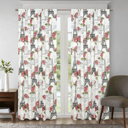 2-Piece Set: Sloane Street Paris Rose Eiffel Tower Window Curtain Panel Pair DailySale