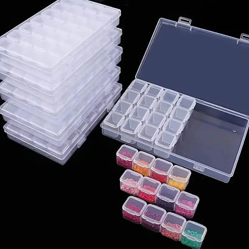 Small 28 Grids Diamond Box Clear Plastic Jewelry Craft Storage Container DailySale