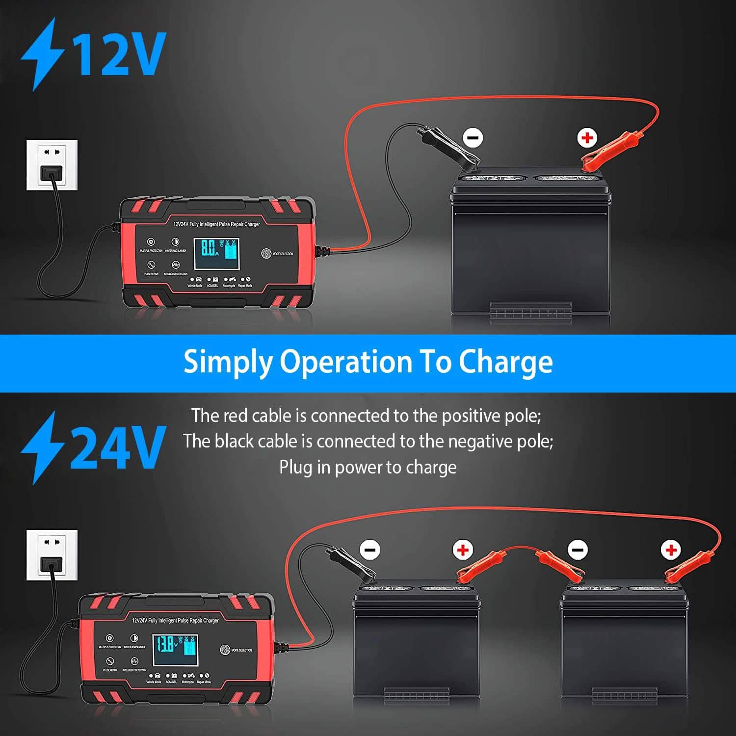 Smart Automatic Battery Charger with LCD Display DailySale