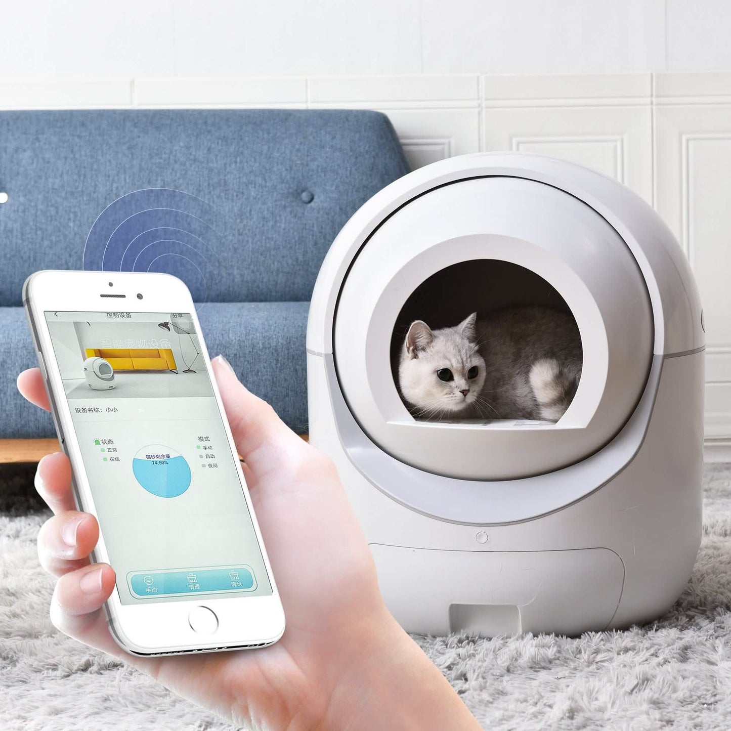 Smart Automatic Litter Box, Self -Cleaning Cat Litter Box for Multiple Cats DailySale