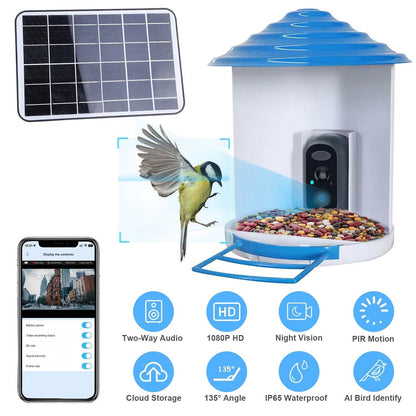 Smart Bird Feeder with Solar Powered Camera 1080P HD AI Identify PIR DailySale