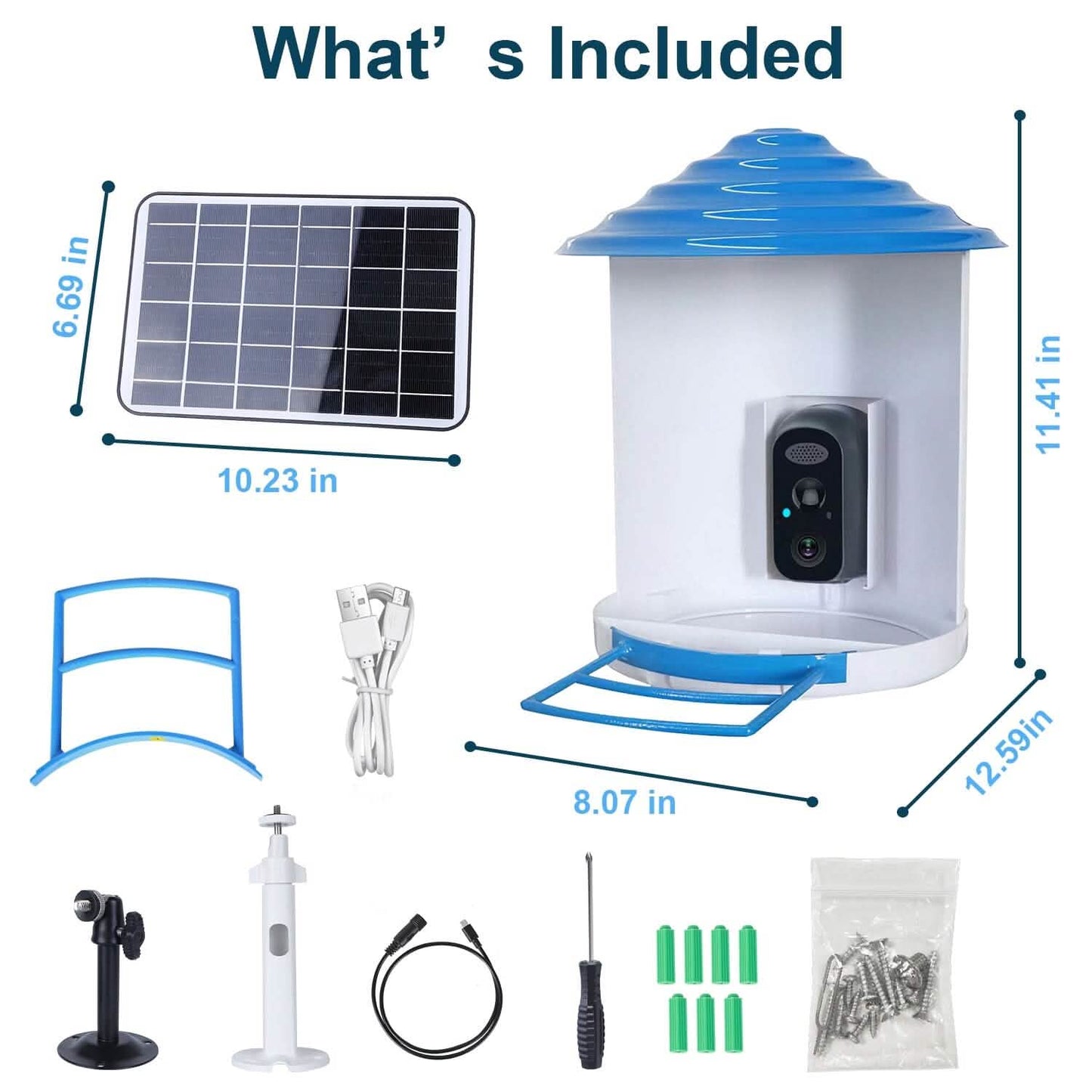Smart Bird Feeder with Solar Powered Camera 1080P HD AI Identify PIR DailySale