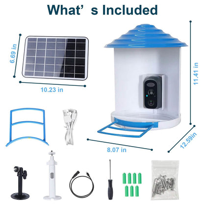 Smart Bird Feeder with Solar Powered Camera 1080P HD AI Identify PIR DailySale