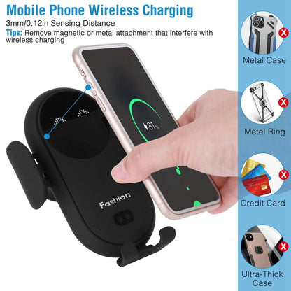 Smart Car Wireless Charger Auto Sensing Phone Holder 10W Qi Fast Charging Air Vent DailySale