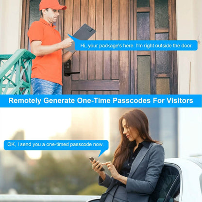 Smart Door Lock with Handle Fingerprints Passcode Keys Fobs App Control DailySale