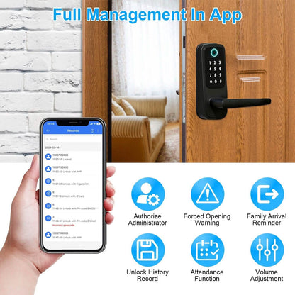 Smart Door Lock with Handle Fingerprints Passcode Keys Fobs App Control DailySale